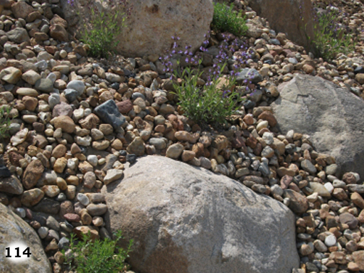 Große Steine an einer Klippe mit vielen kleinen Steinen